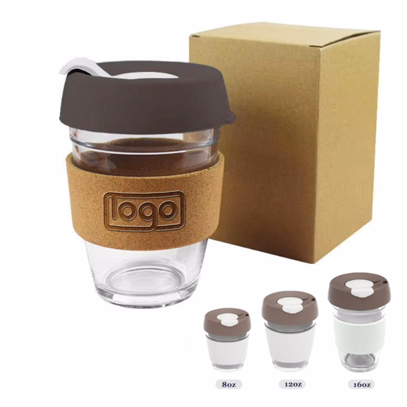 12Oz Glass Coffee Mug with Lid