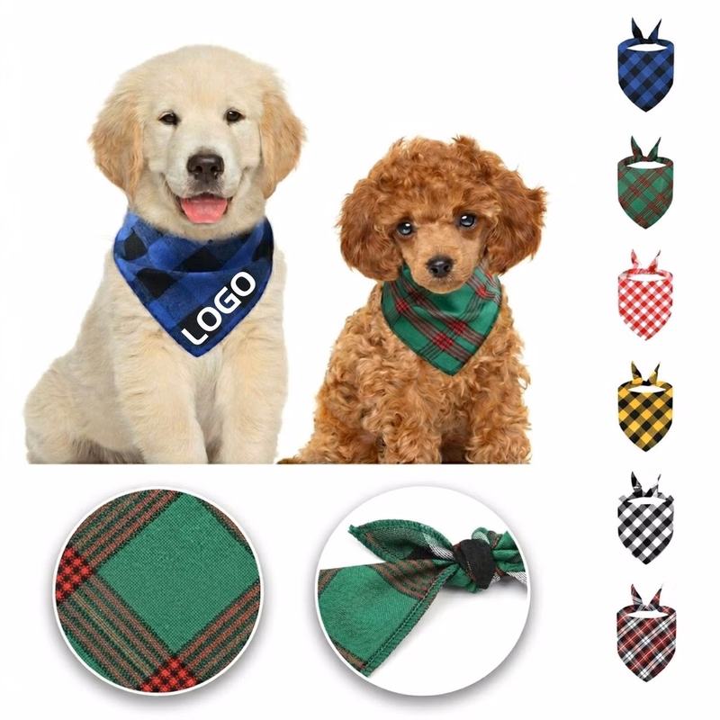 Buffalo Check Large Triangle Saliva Towel for Pets