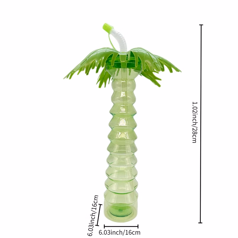 Palm Tree Novelty Tumbler with Straw for Tropical Drinks