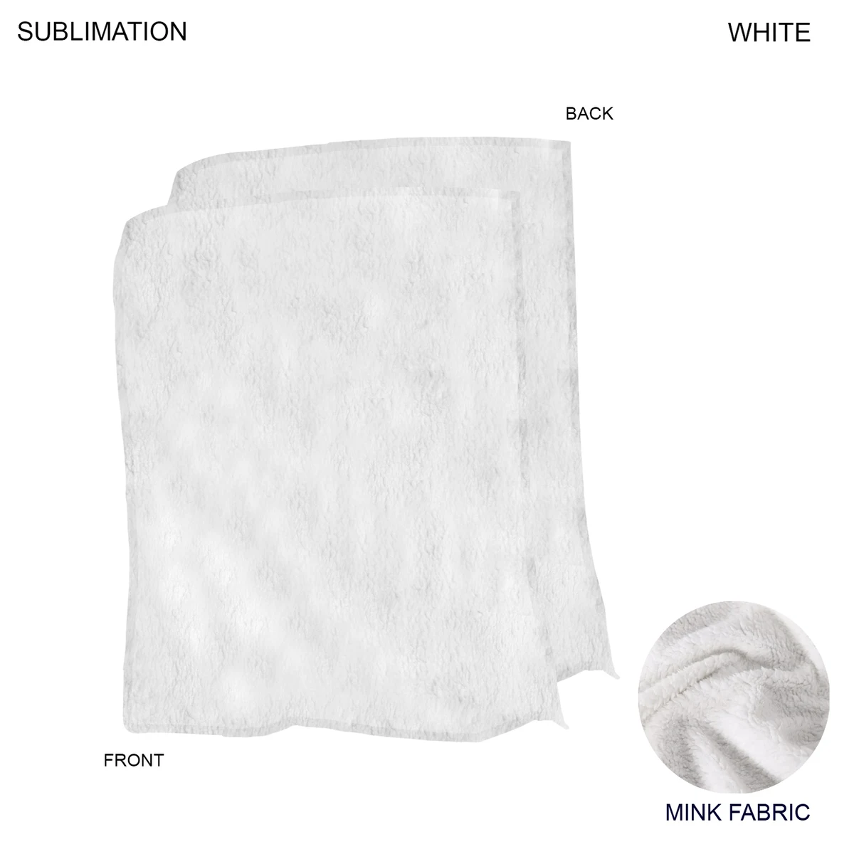 Plush and Cozy Mink Flannel Fleece White Queen bed sized Blanket, 60x80, Blank Only 1