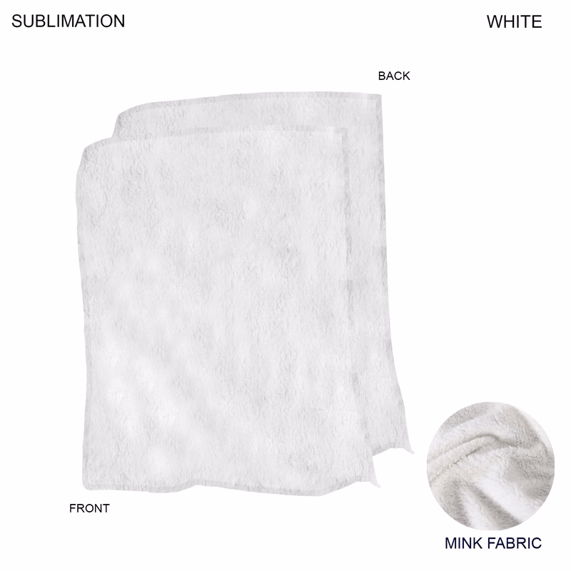 Plush and Cozy Mink Flannel Fleece White Queen bed sized Blanket, 60x80, Blank Only