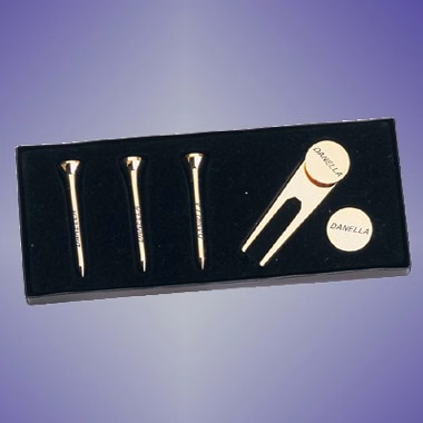 GOLD PLATED BRASS GOLF SET
