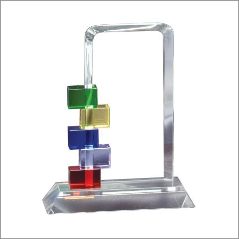 Billboard Glass Award W/Colored Blocks 1