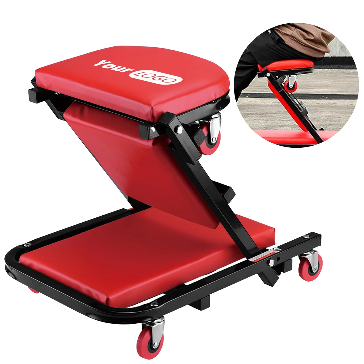 Metal Thickened Folding Car Repair Crawling Seat 1