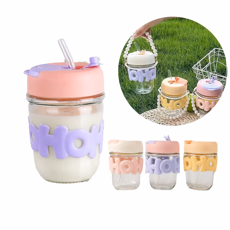 Pearl Chain Double Drink Straw Glass