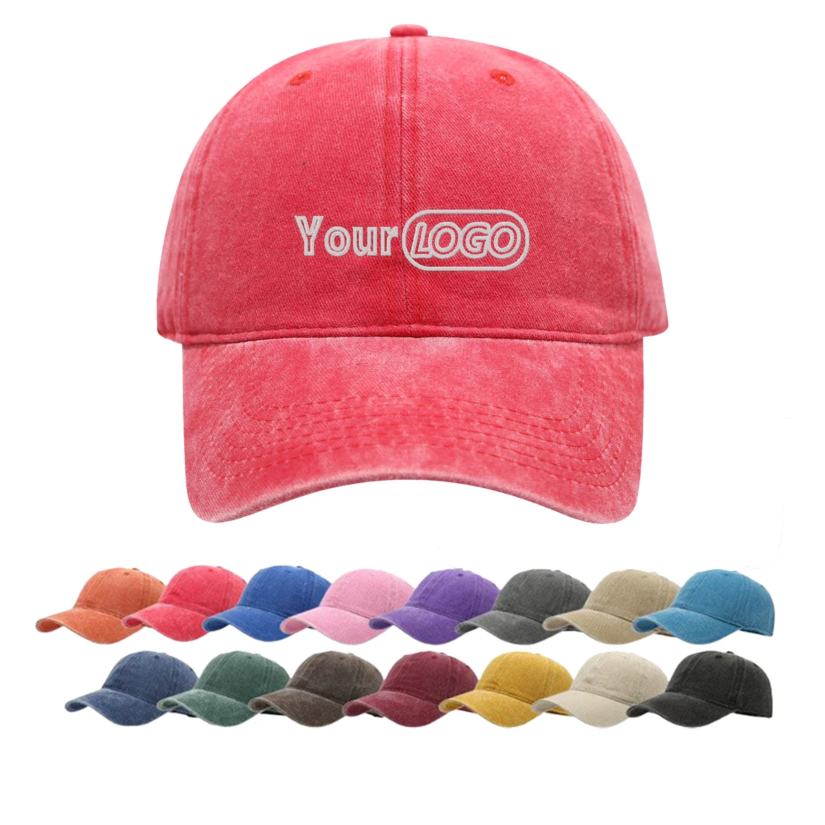 Vintage Washed Custom Logo Baseball Cap 1