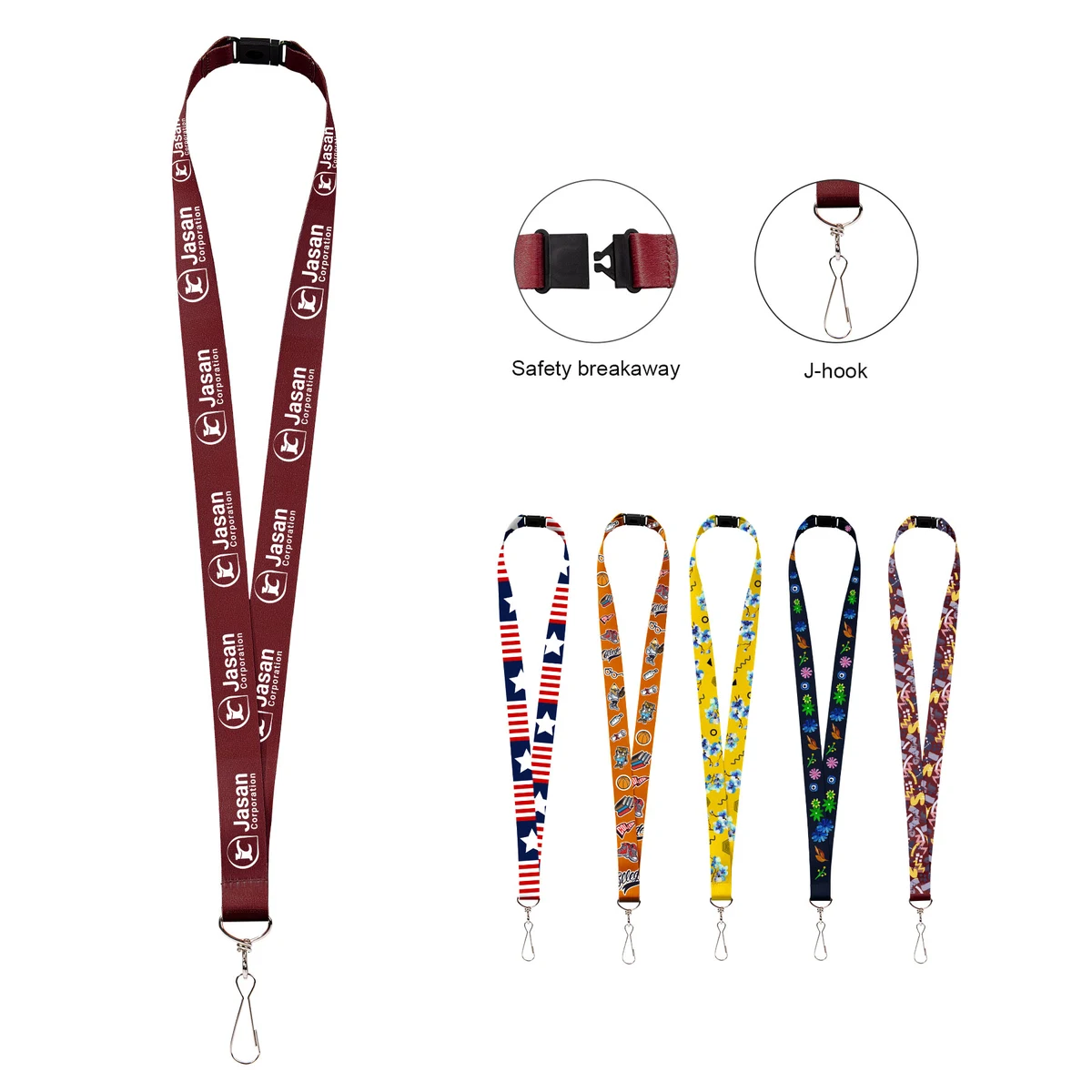3/4" Full Color Polyester Lanyard W/ J Hook And Breakaway 1