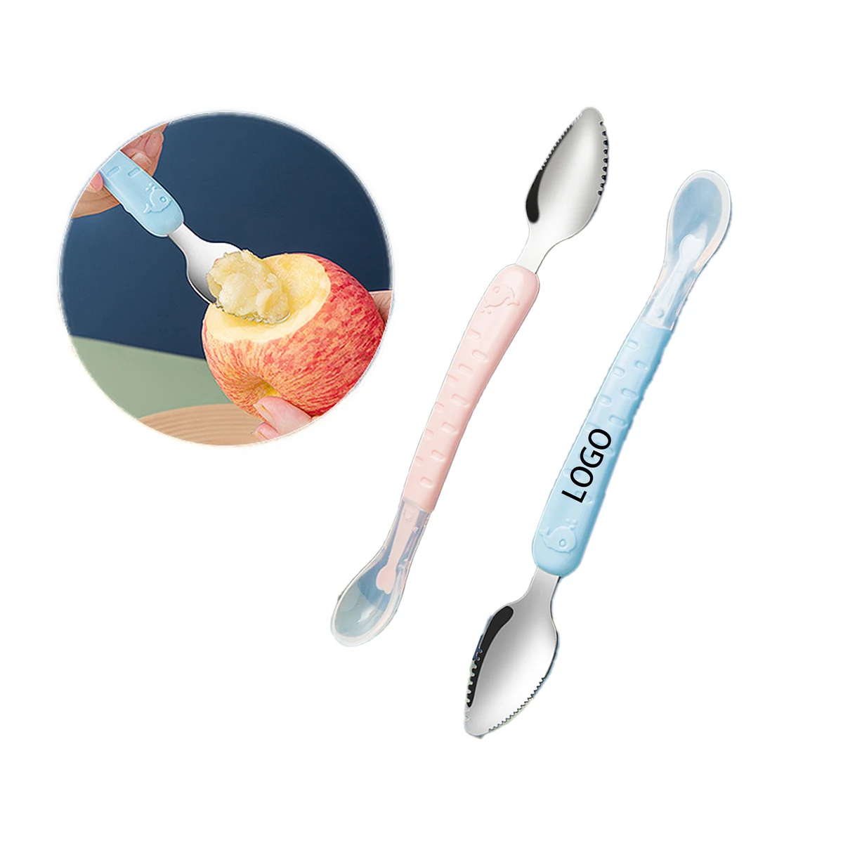 Dual Tip Baby Spoon - Silicone Feed & Fruit Prep 1