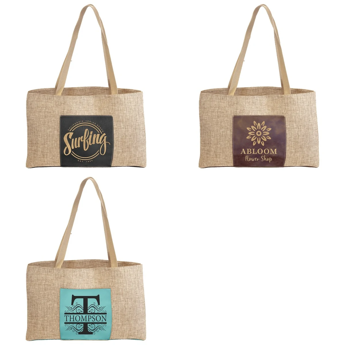 19" x 12" Burlap Bag with 5" Leatherette Gusset 1