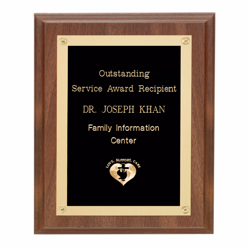 Walnut Finish Plaque w/Rosettes