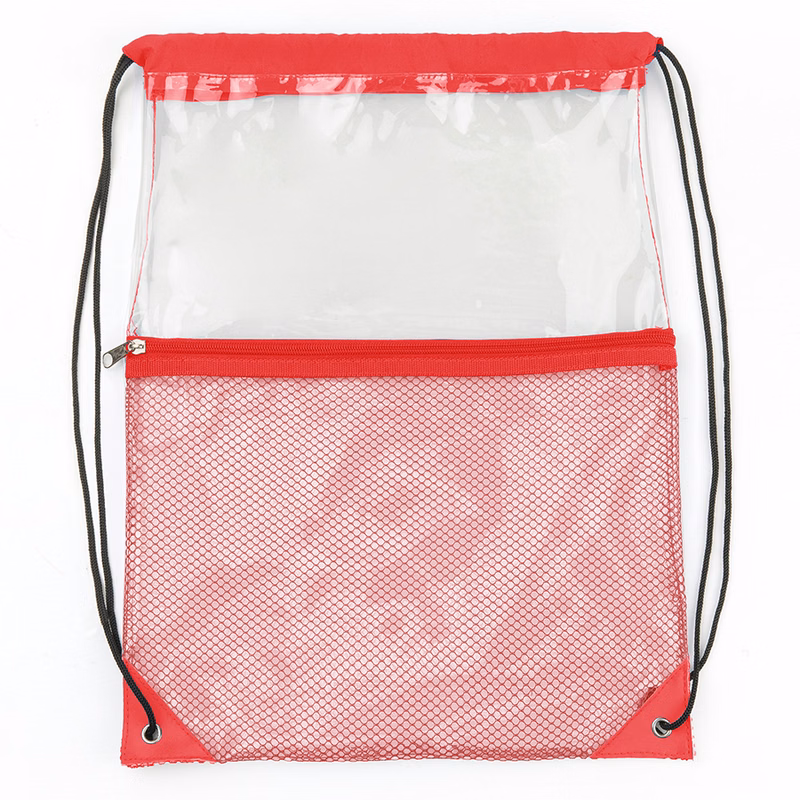 ClearPass Drawstring Bag w/ Zipper Front Pocket