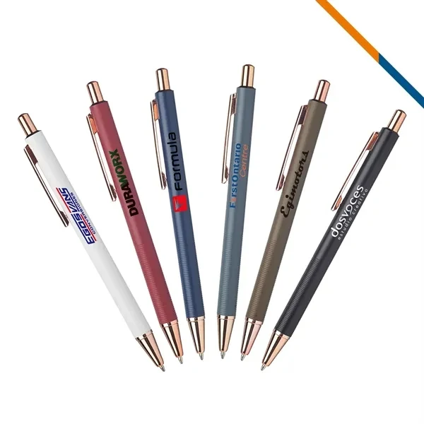 Custom 5.35" Aluminum Ballpoint Pen with Rose Gold Trim & Click Action — Executive Gift 1