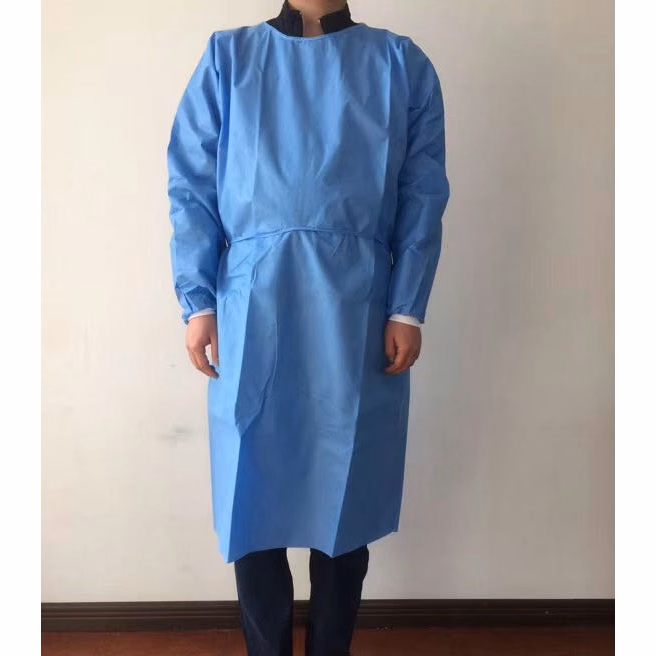 Disposable Isolation Gowns w/ Long Sleeve Knit Elastic Cuffs
