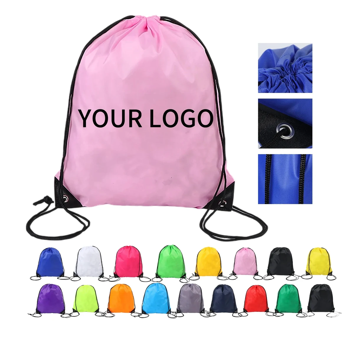 13.4 Inch Polyester Drawstring Bag with Heat Transfer Design 1