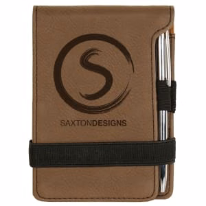 3 1/4" X 4 3/4" Laserable Leatherette Mini Notepad With Pen