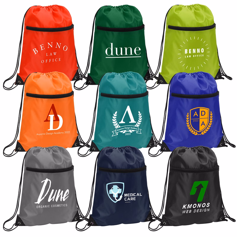 Sports Drawstring Backpack With Zipper Pocket (Ocean)