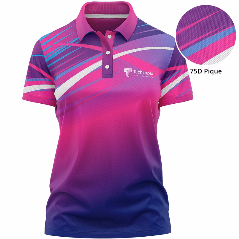 Women's 75D Pique Full Color Sublimation Polo