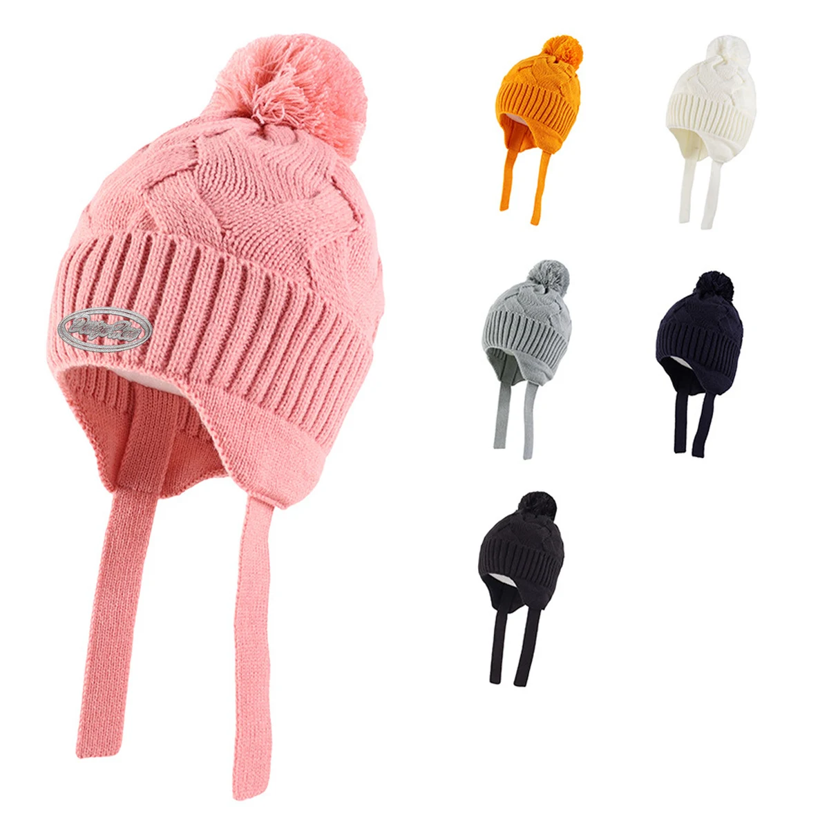 Cute Knit Baby Beanie with Pom for Winter Warmth 1