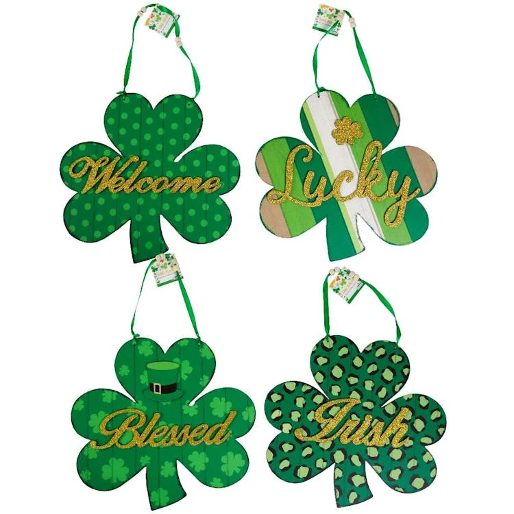 St. Patrick's Day Shamrock Wall Plaque Four Assorted 1