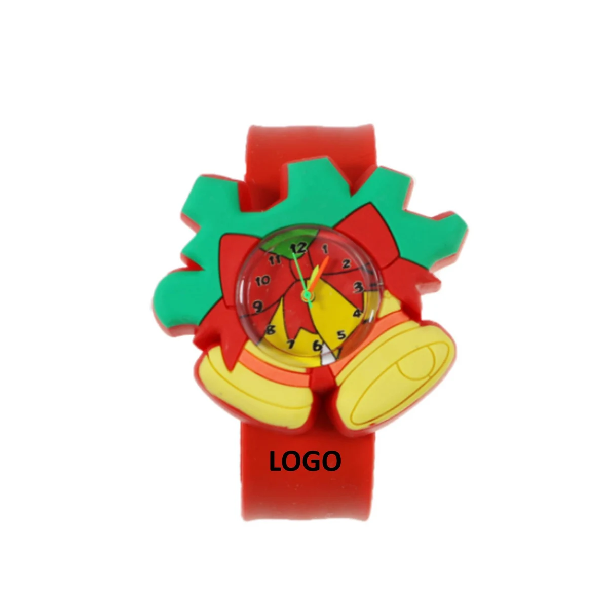 Christmas Bell Shaped Silicone Slap Watch, custom clock with logo imprint 1