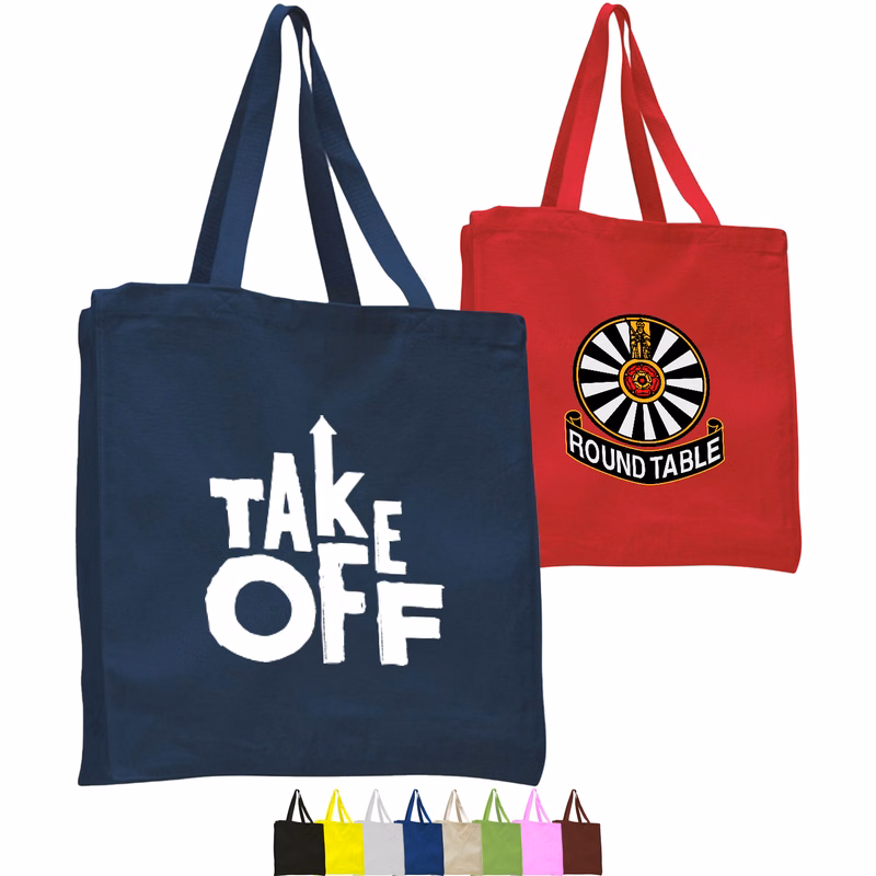 12 oz. Cotton Canvas Shopper Tote Bag with Gusset USA Decorated (14" x 15")