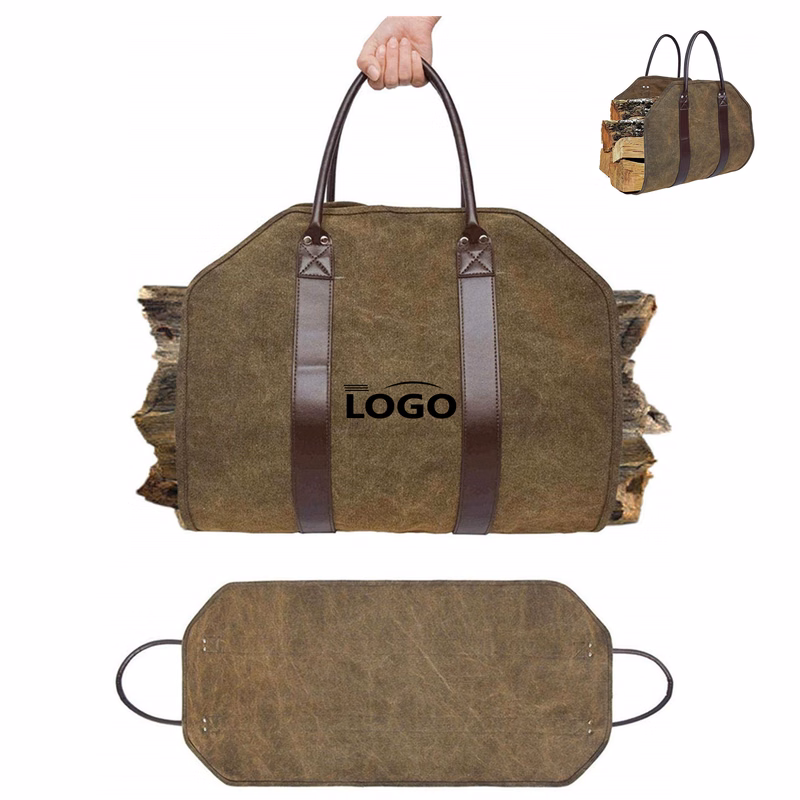 Customizable Sturdy Canvas Firewood Carrying Bag