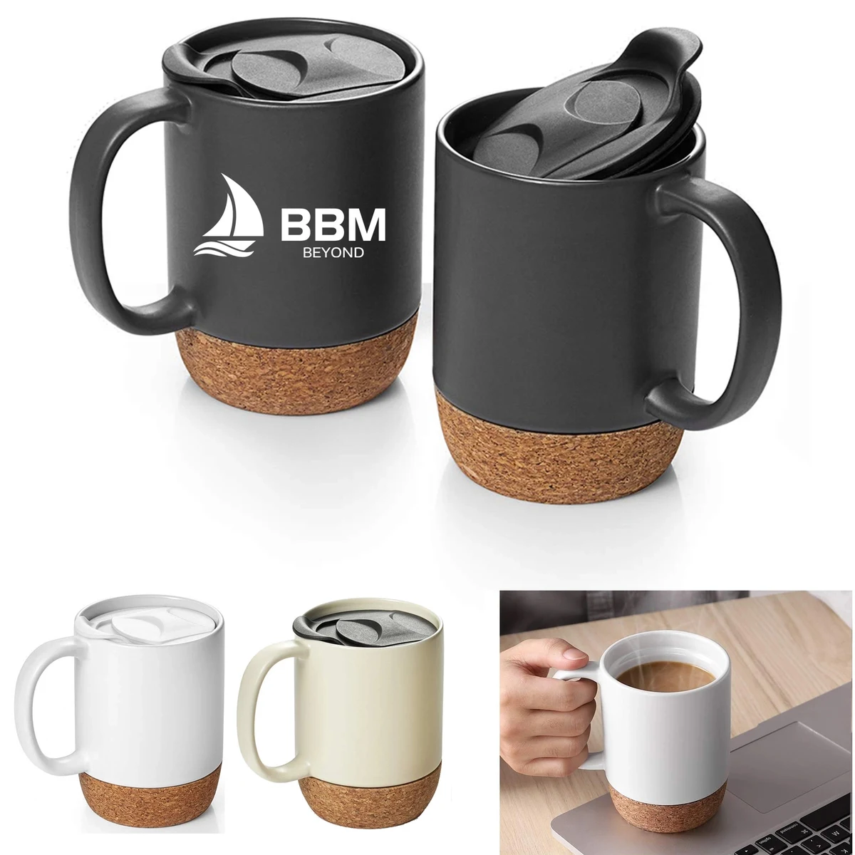 15oz Ceramic Coffee Mug w/ Lid 1