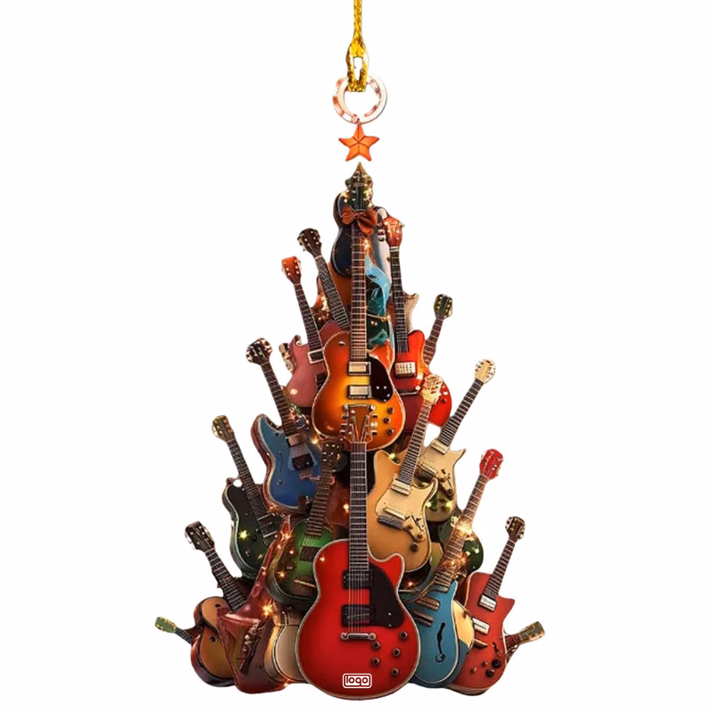 Acrylic Christmas Tree Electric Bass Guitar Pendant