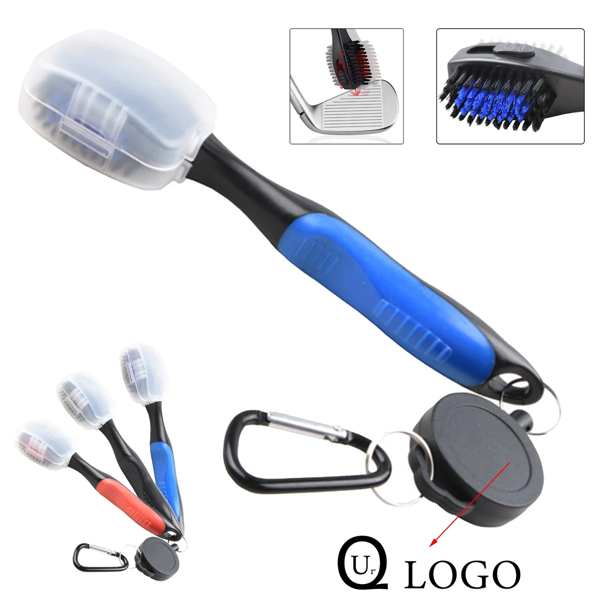 Double-Faced Golf Club Brush With Retractable Chain 1