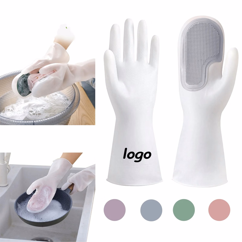 MOQ 10 Silicone Brush Dishwashing Gloves Cleaning Tool