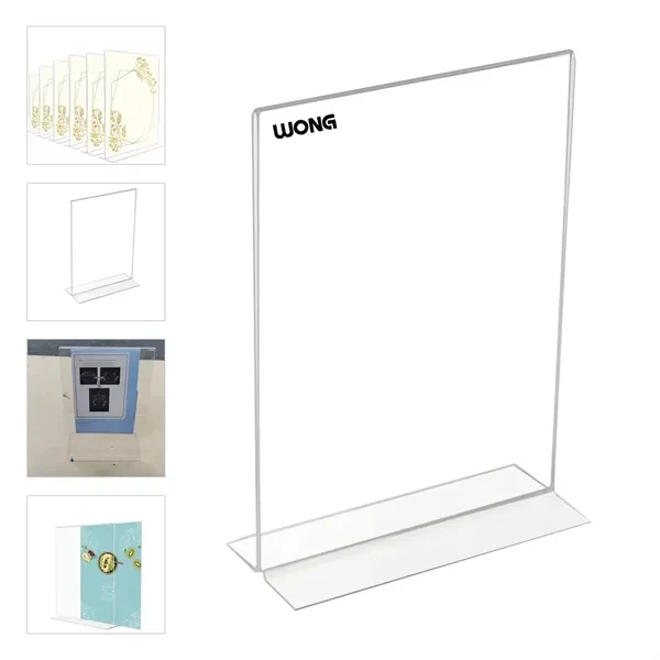 Custom Clear Acrylic Magazine Rack With Sturdy T-Base — Double Sided Display Organizer 1
