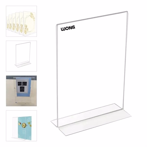 Custom Clear Acrylic Magazine Rack With Sturdy T-Base — Double Sided Display Organizer