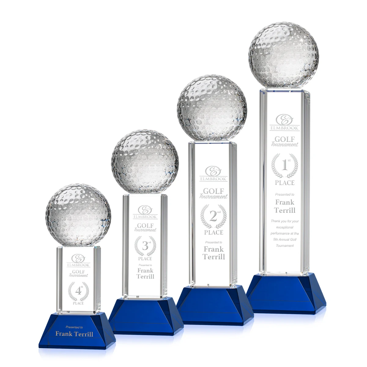Golf Ball Award on Stowe Base - Blue 1