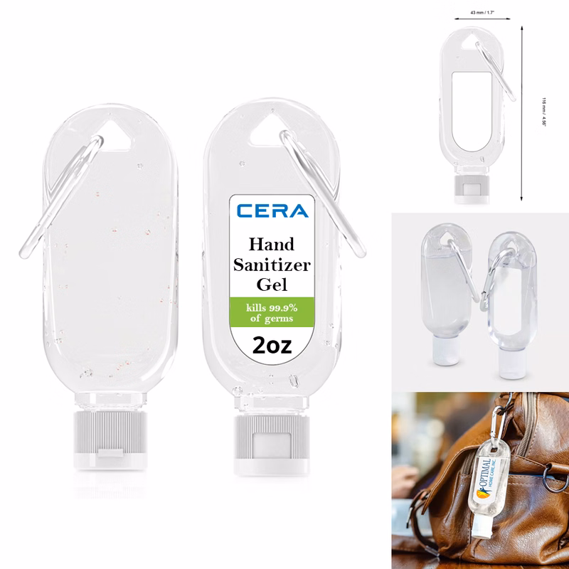 Custom Branded 2 oz Hand Sanitizer Gel w/ Carabiner