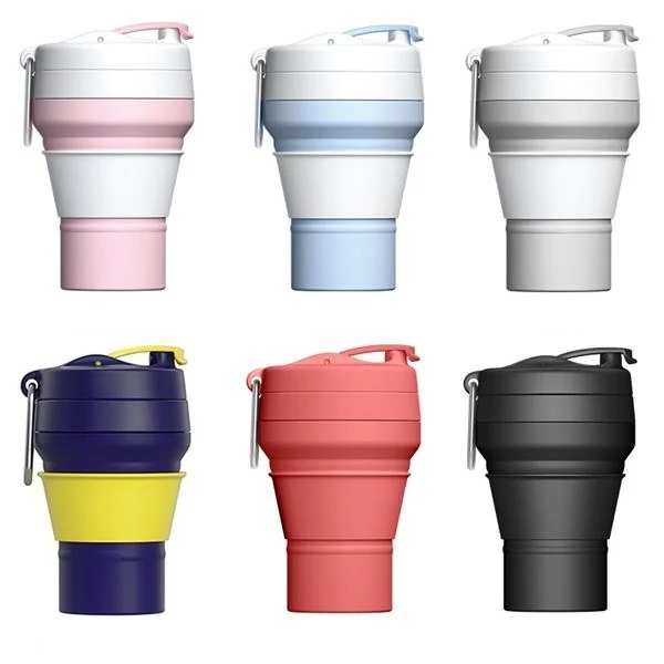 Silicone Collapsible Cup W/ Carabiners Straw 1