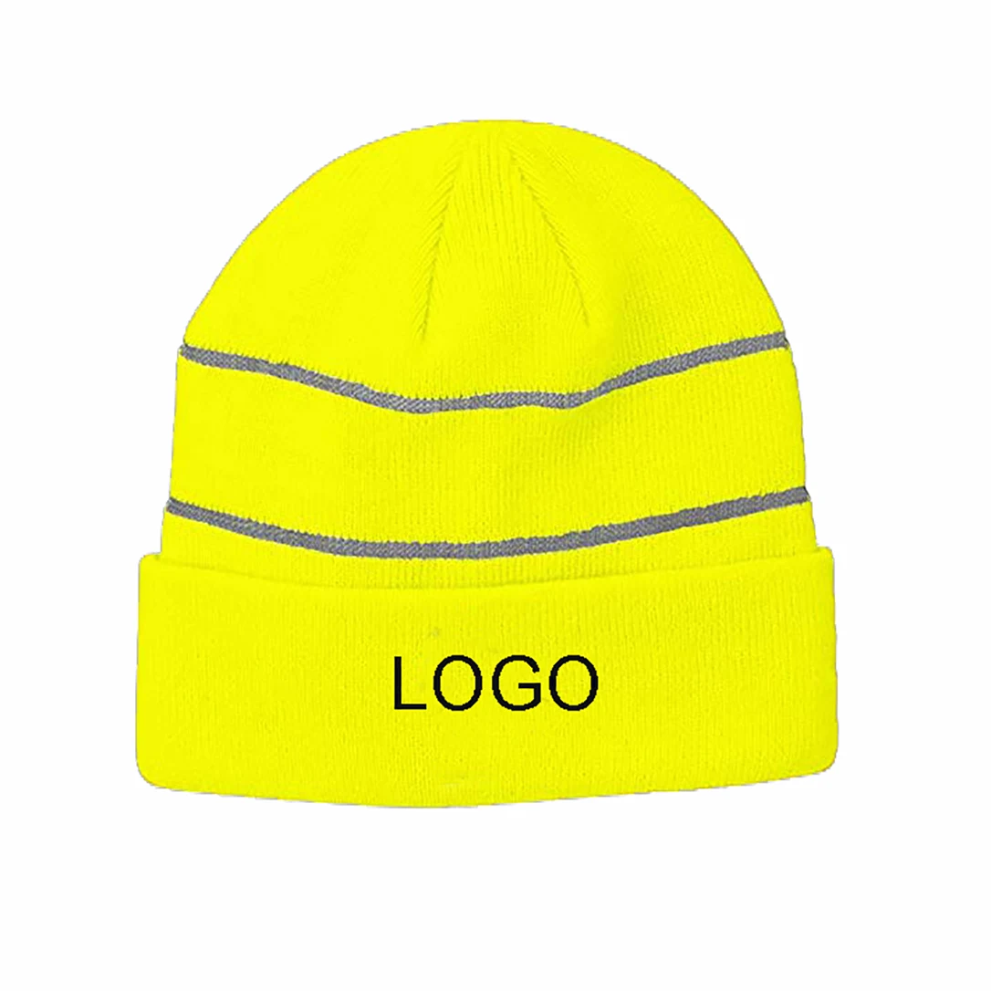Adult Acrylic Beanie With Reflective Stripes 1