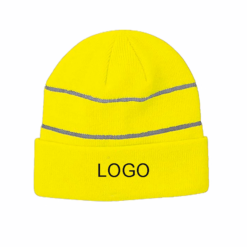 Adult Acrylic Beanie With Reflective Stripes