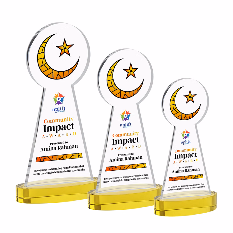 Crescent & Star VividPrint™ Award on Alberton Base - Gold