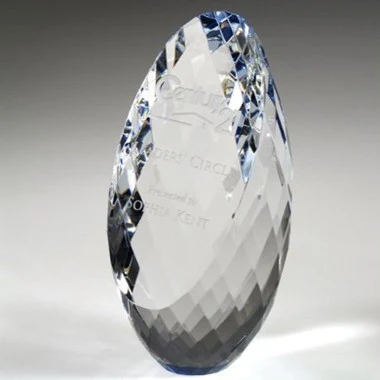 Gem-Cut Ellipse Crystal Trophy - Small 1