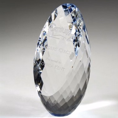 Gem-Cut Ellipse Crystal Trophy - Small