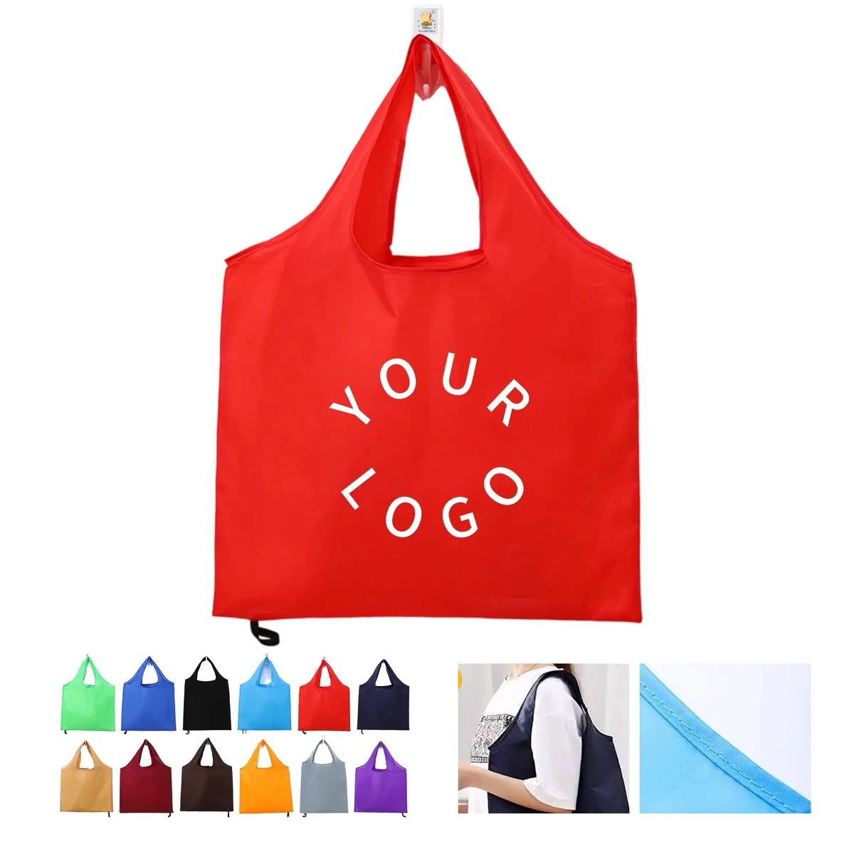 Compact Foldable Shopping Tote with Rope Closure 1