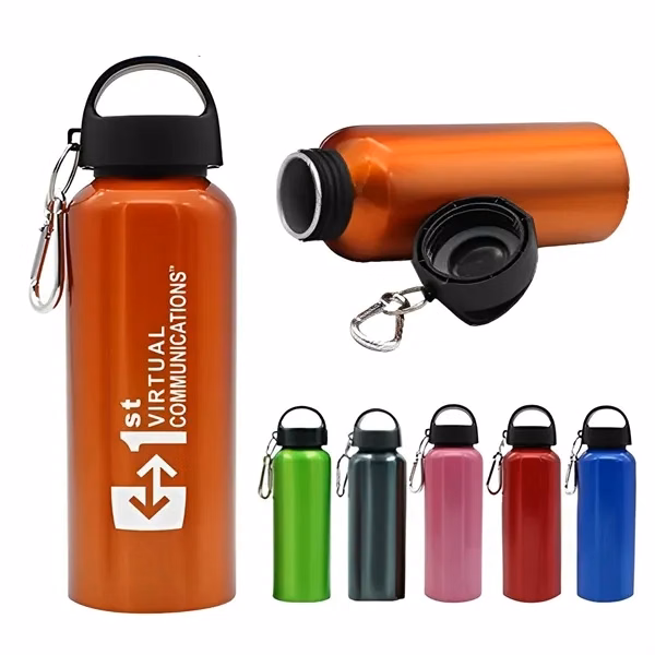 Custom 17 oz Aluminum Sport Water Bottle W/ Carabiner — Active Lifestyle Promo