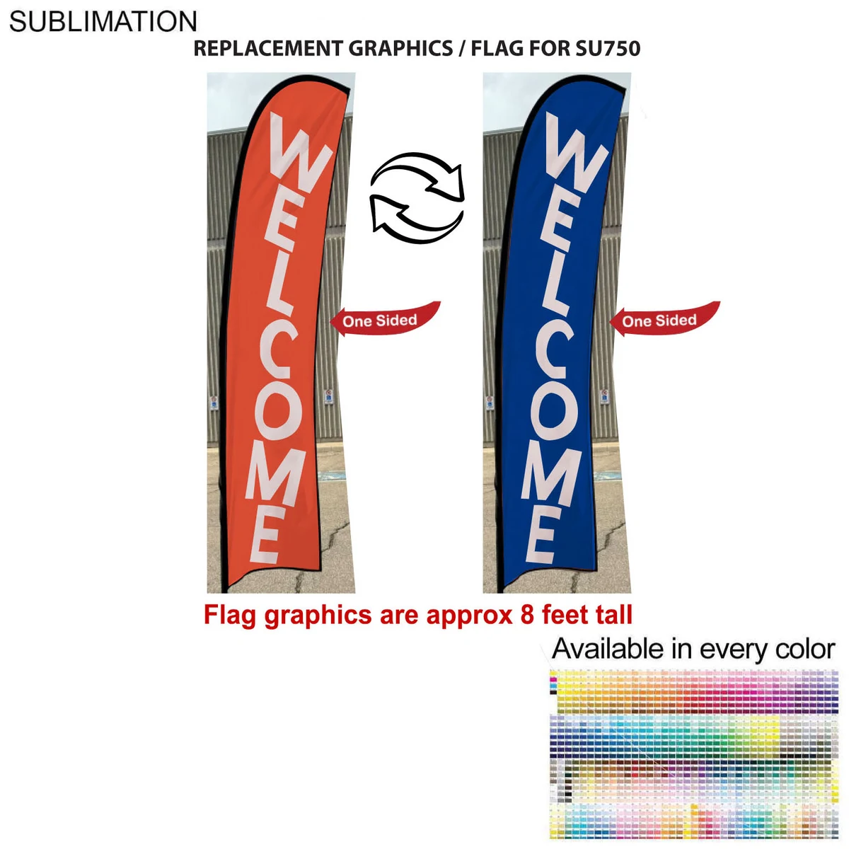 Replacement Flag for 10' Small Feather Flag Kit, Full Color Graphics One Side 1