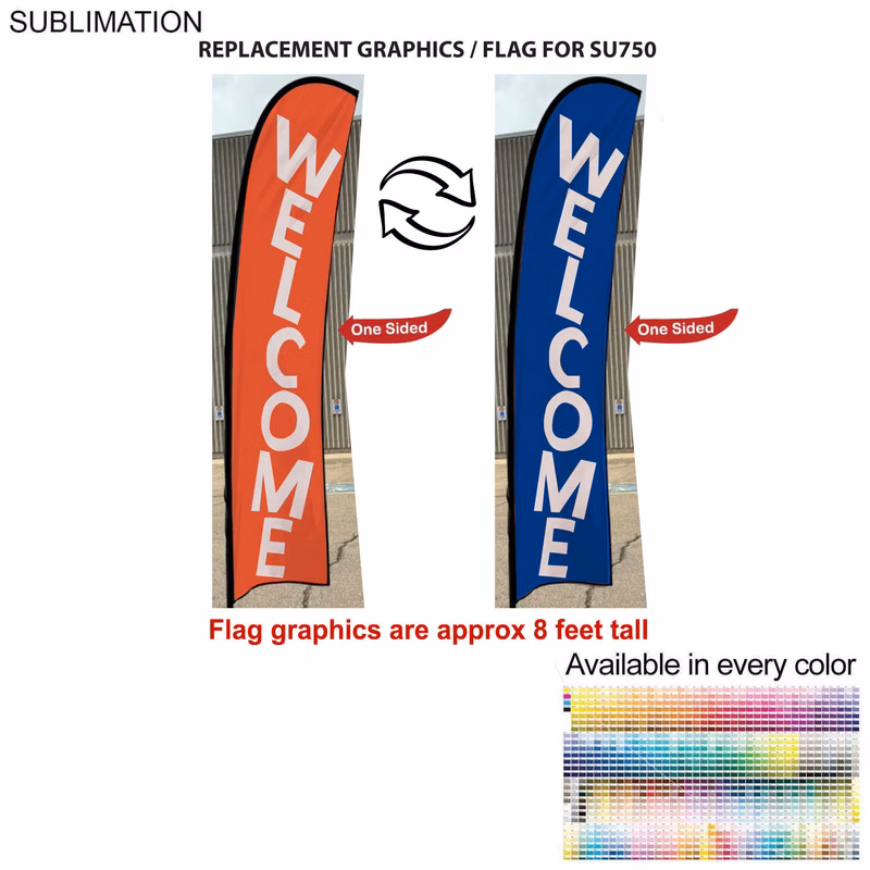 Replacement Flag for 10' Small Feather Flag Kit, Full Color Graphics One Side
