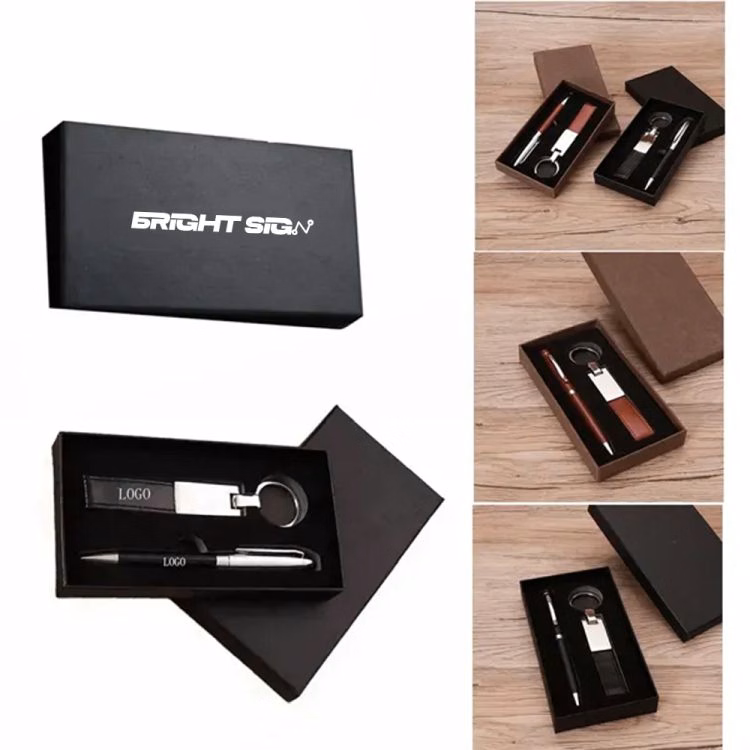 Leather & Pen Gift Set with Keychain