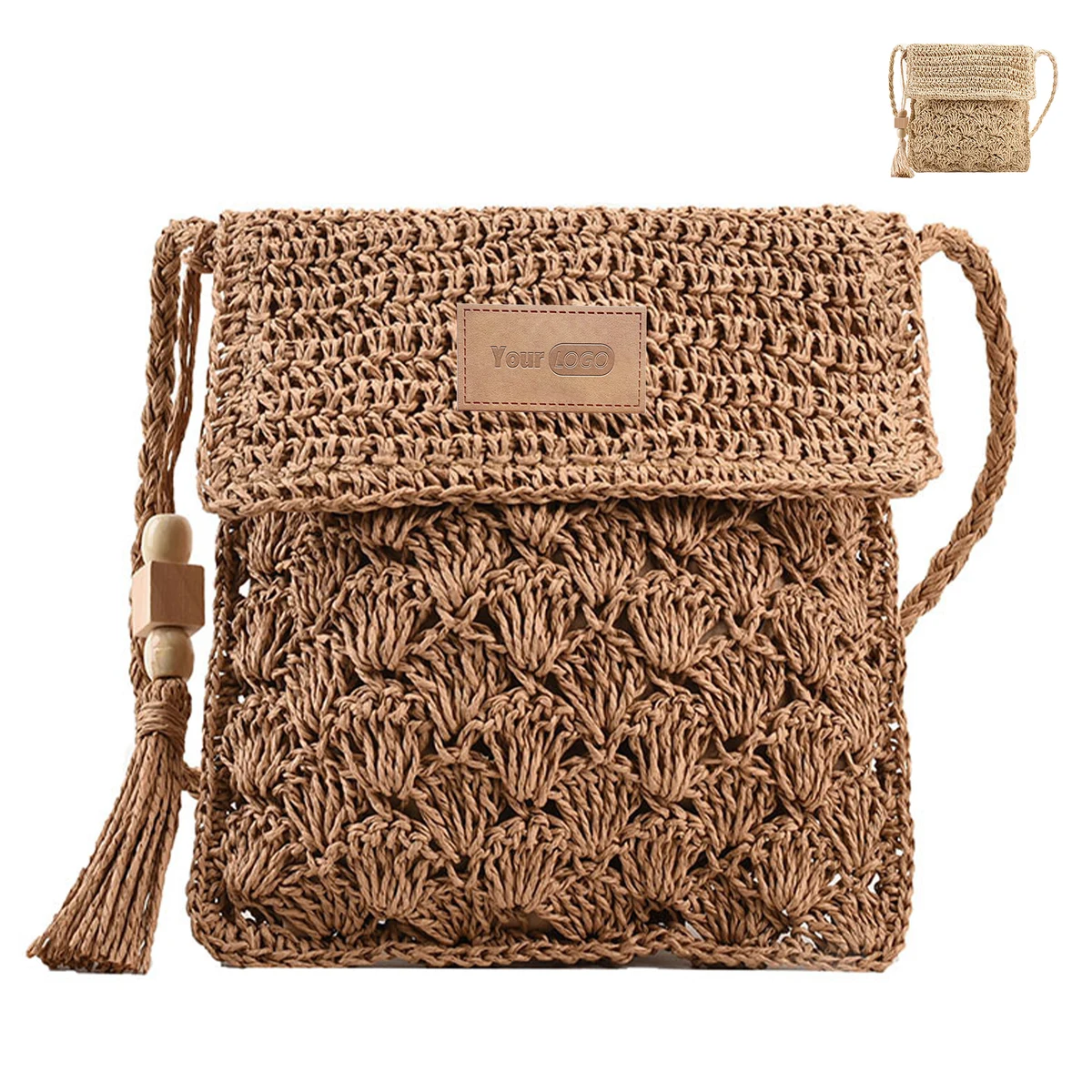 Jute Stylish vintage tassel woven bag 1