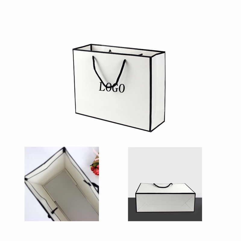 White Paper Gift Bags With Black Frame