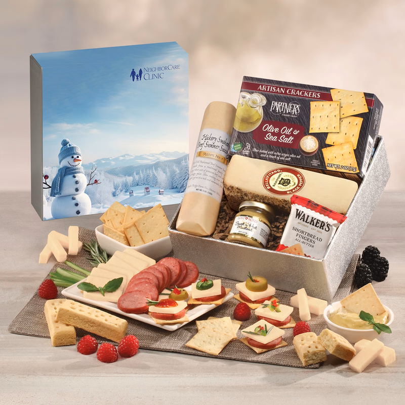 Snack Lover's Gift Box with Blue Snowman Sleeve