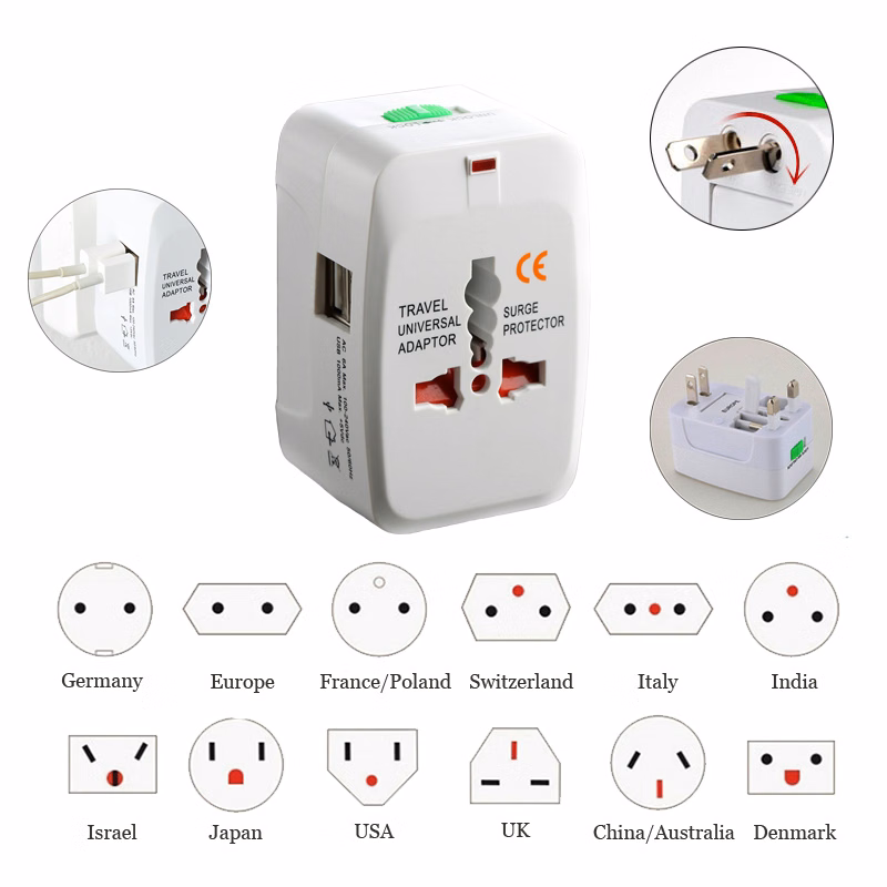 Universal World Travel Adapter w/ Dual USB Port