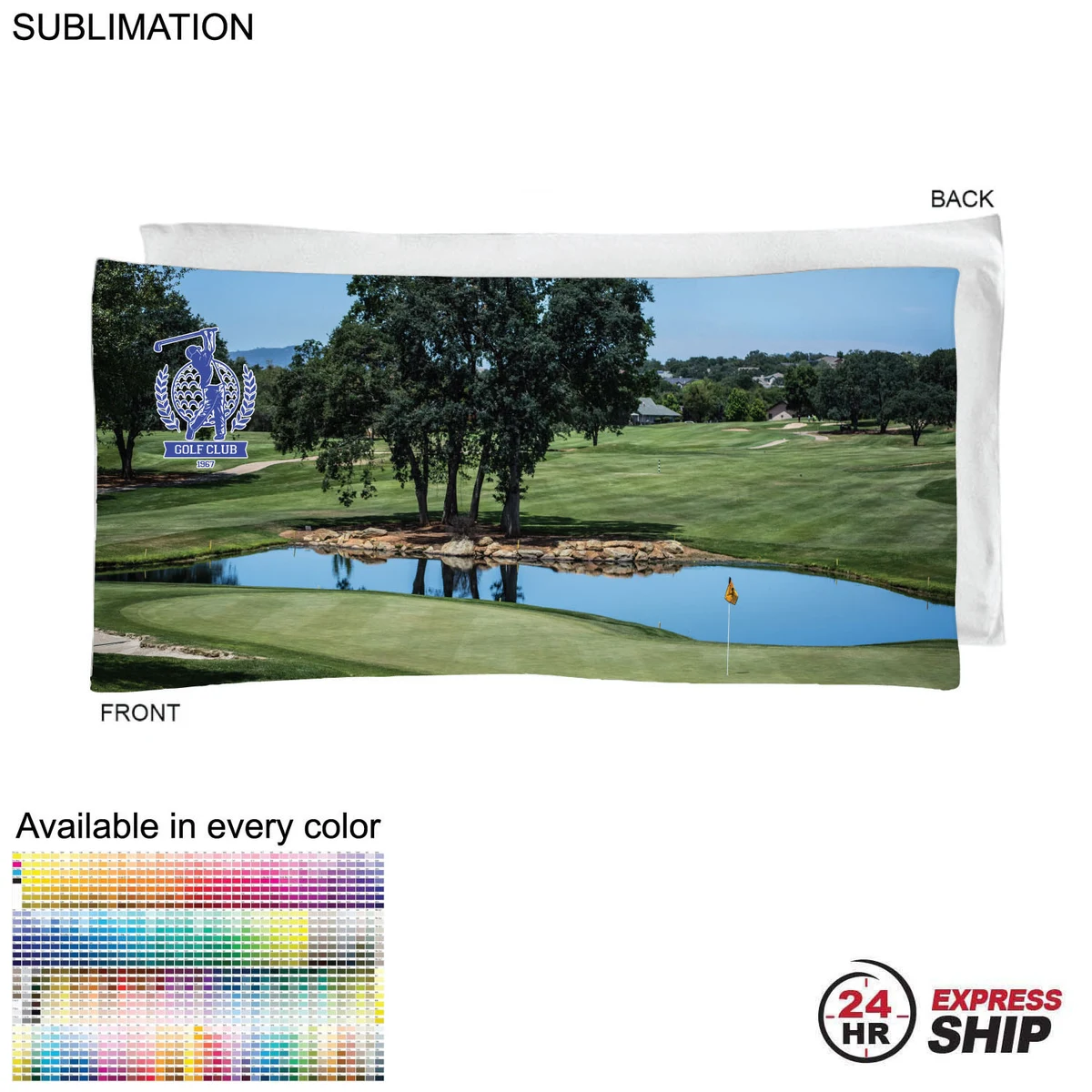 24 Hr Express Ship - Golf Caddie Towel, Large, in Microfiber Dri-Lite Terry, 20"x40", Sublimated 1